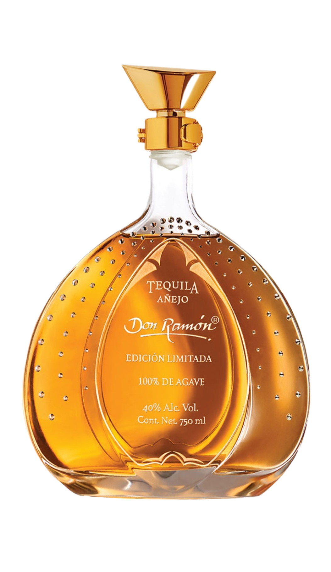 Imagen de casa Metl sobre una botella de tequila edición limitada swarovski añejo.